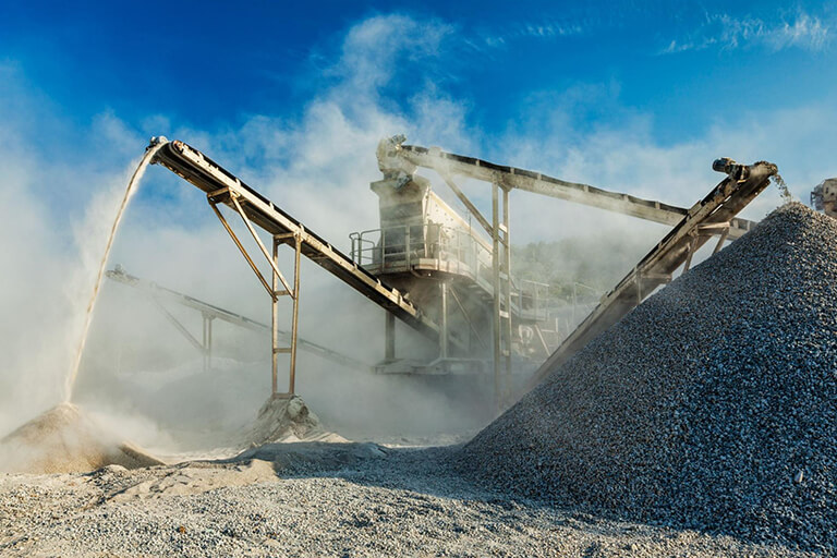  Large amounts of construction pollution in the form of dust being swept up from a construction site