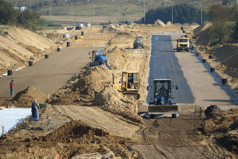 Contractors working on building a road 