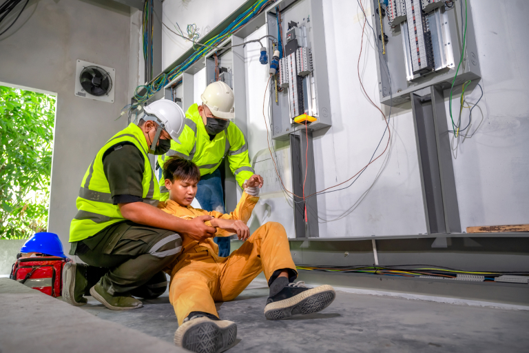 An electrician apprentice is injured after working on electrical panels and loose wiring
